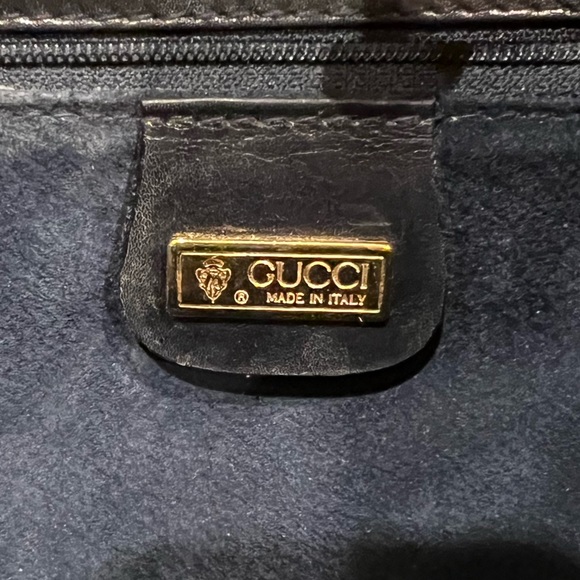 Vintage Authentic Gucci Box Bag Dark Navy Leather - Picture 13 of 15